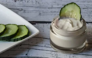 Cucumbers and face cream.