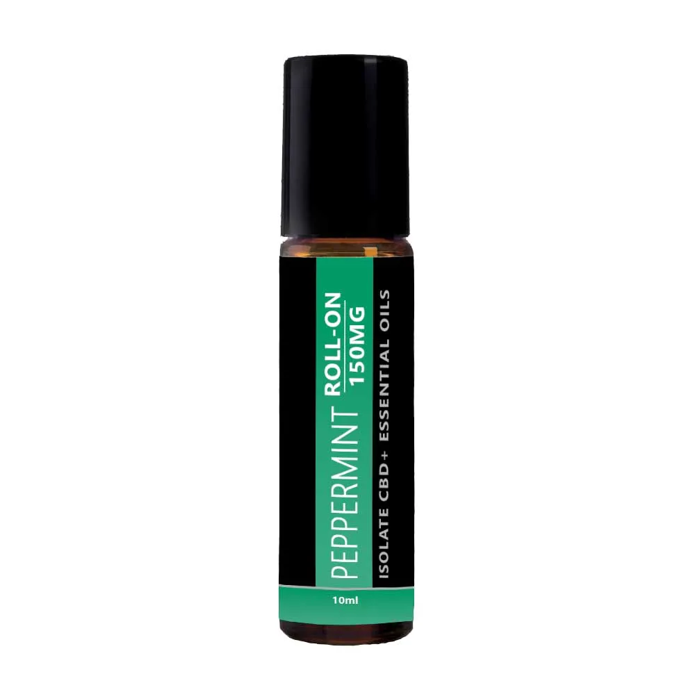 Peppermint CBD Roll On for Energy and Focus (THC FREE CBD Isolate) | 10ml with 150mg | Broad Essentials