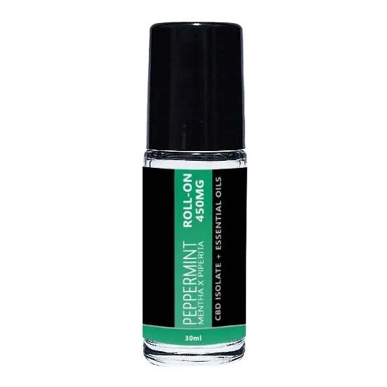 Peppermint CBD Roll On for Energy and Focus (THC FREE CBD Isolate) | 30ml with 450mg | Broad Essentials