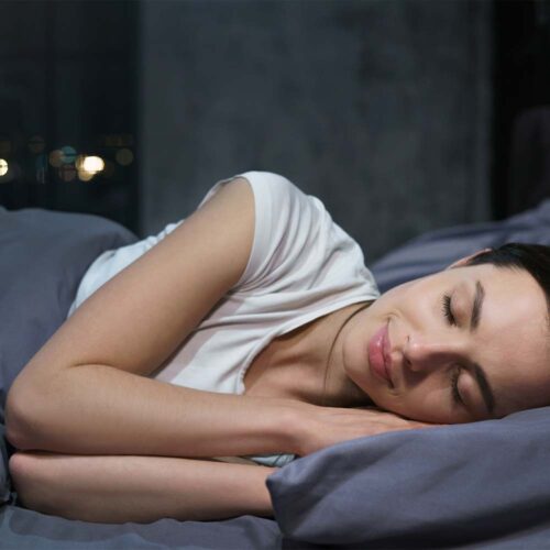 A woman sleeping.