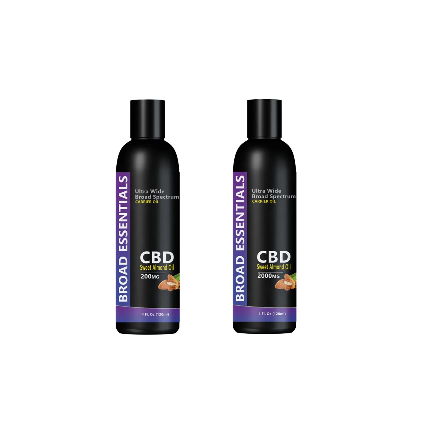 CBD Carrier Oils | CBD Sweet Almond Oil with 200mg - 2000mg Broad Spectrum CBD | CBD infused Sweet Almond Oil