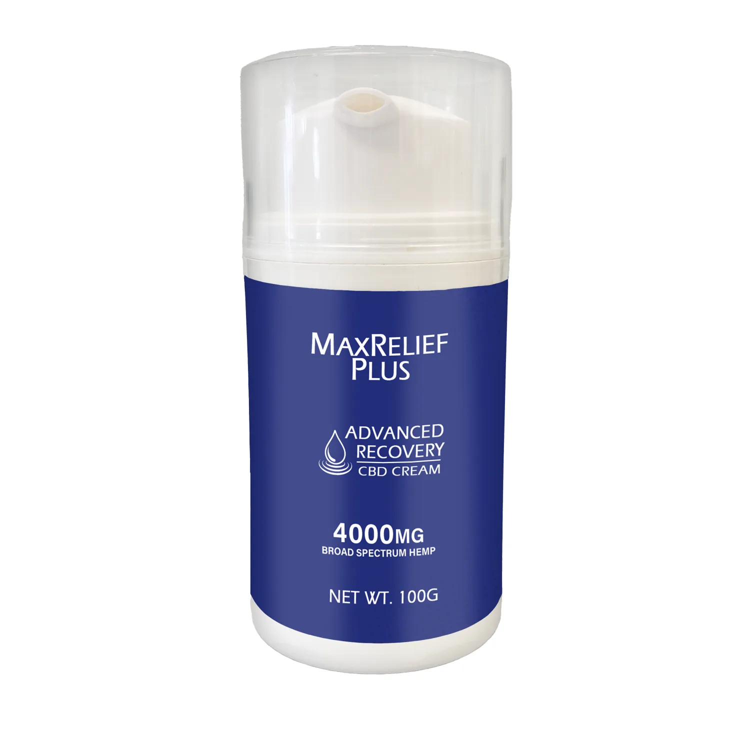 A pump bottle of MaxRelief Plus CBD Cream