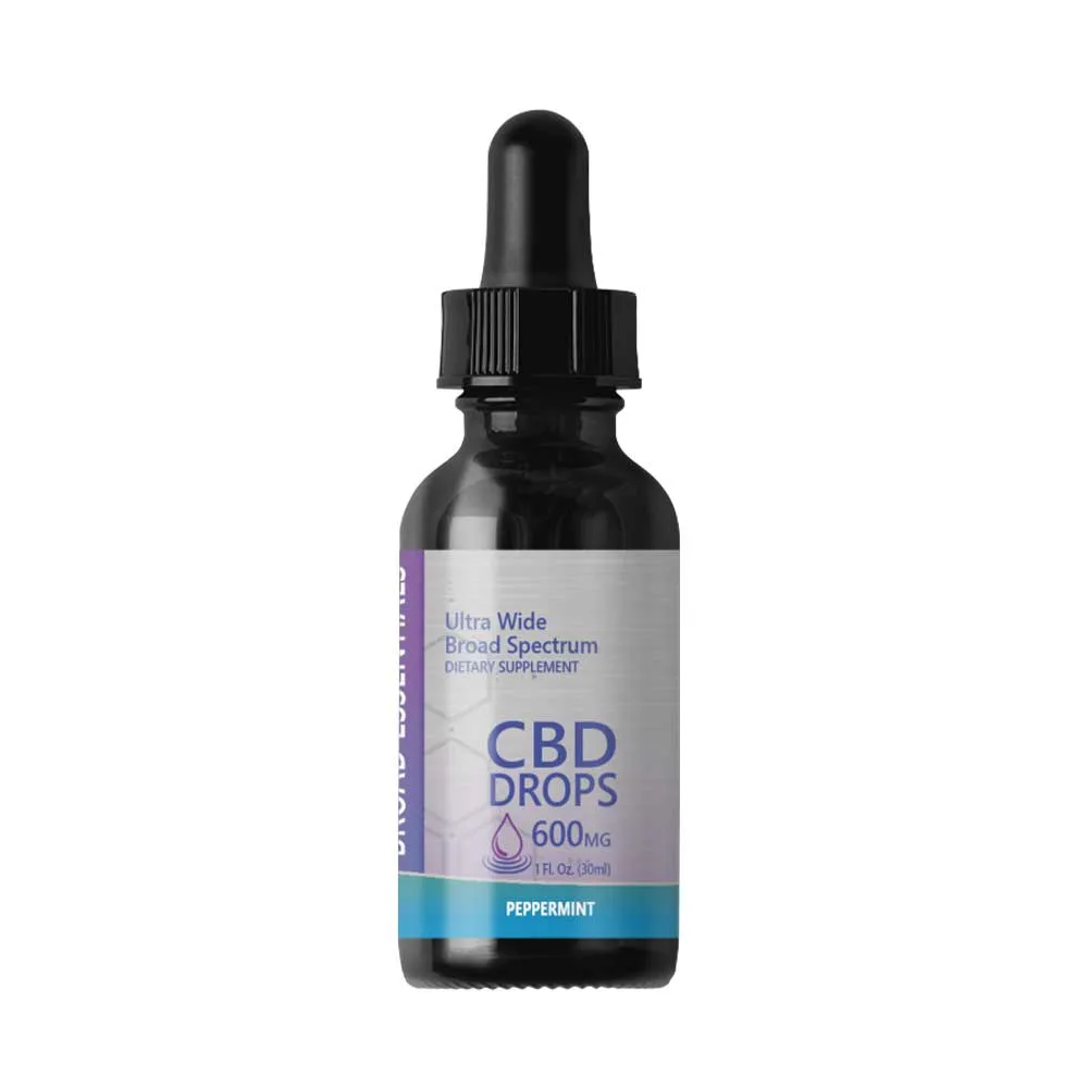 Broad Spectrum CBD Tinctures by Broad Essentials | 600mg (20mg per dropper) Light Natural Peppermint Flavoring