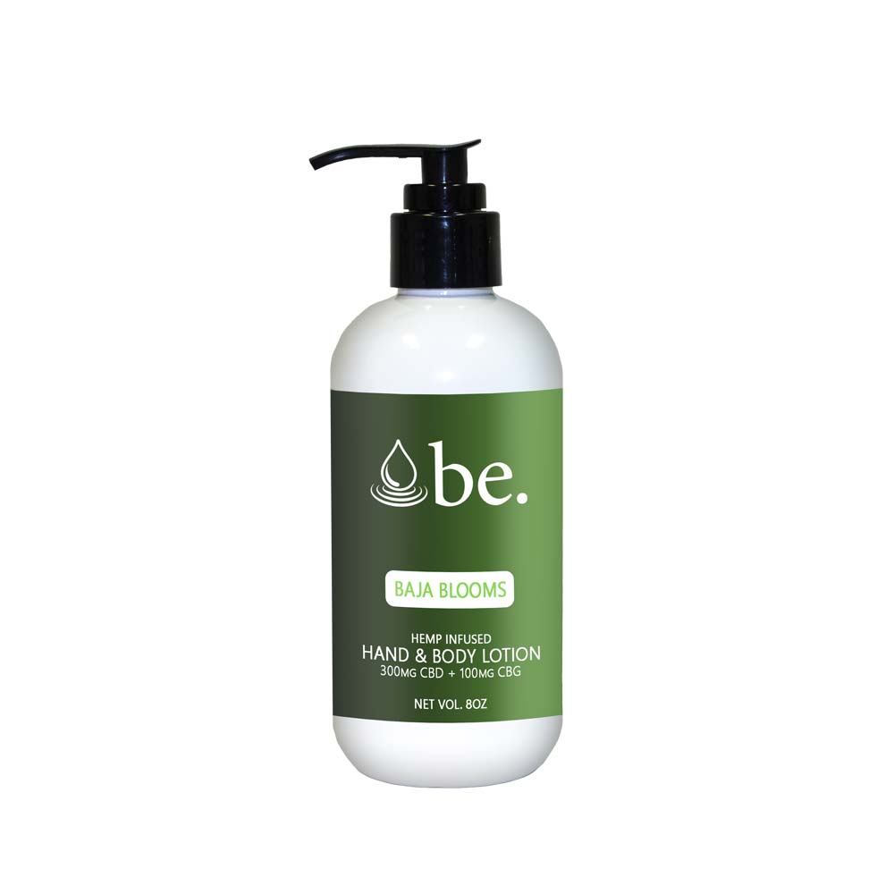 CBD Infused Hand and Body Lotion - Baja Blooms with 300mg CBD + 100mg CBG | Hemp Infused Hand and Body Lotion - Baja Blooms with 300mg CBD + 100mg CBG | Broad Essentials