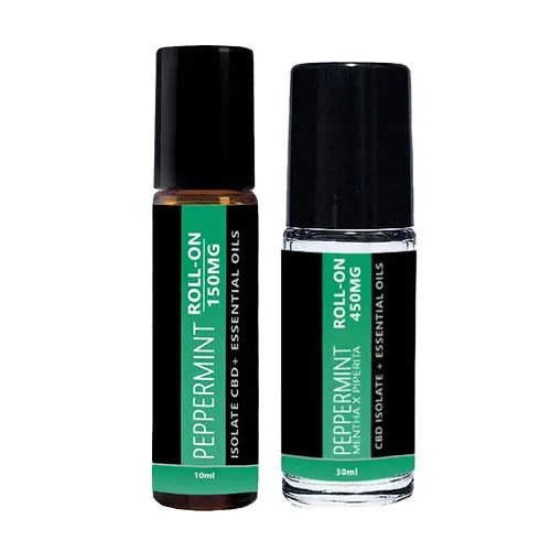 Peppermint CBD Roll On for Energy and Focus (THC FREE CBD Isolate) | 10ml with 150mg or 30ml with 450mg | Broad Essentials