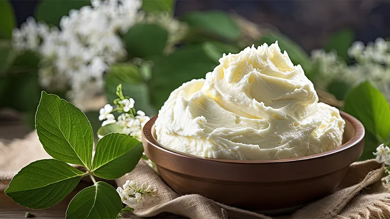 A bowl of body butter displayed.